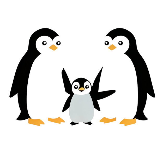 Illustration of a penguin family for website theme or educational content decoration